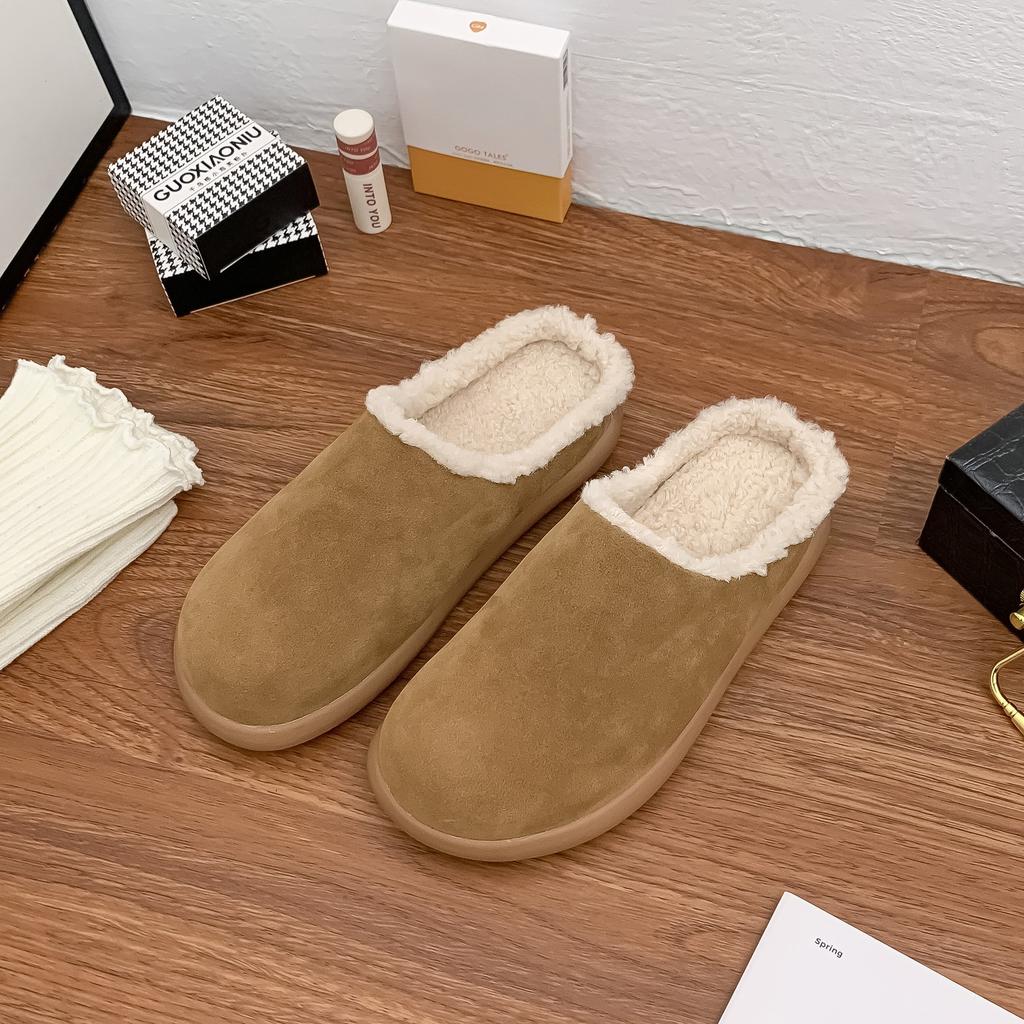 Grape Mother Internet Celebrity Thick-soled Fluffy Shoes Comfortable Thick-soled Boken Slippers Women Wear High-end Snow Warm Shoes