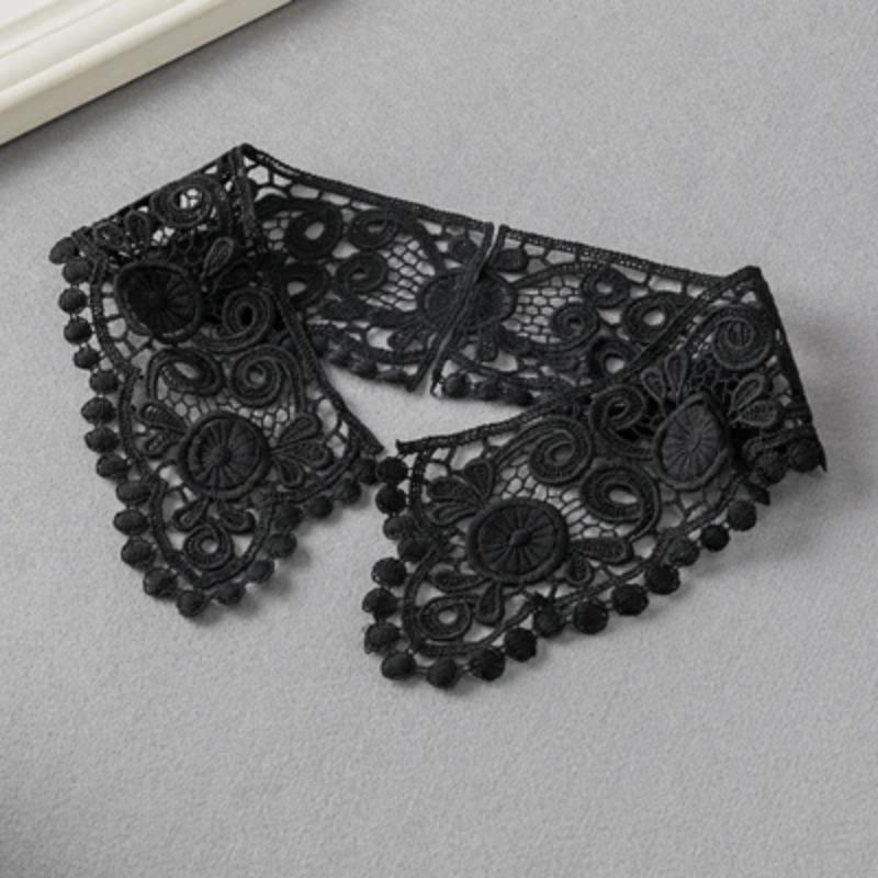 1 Pair White Neckline Fake Collar Lace Fabric Embroidery Carft DIY Dress Garment Decoration Accessories