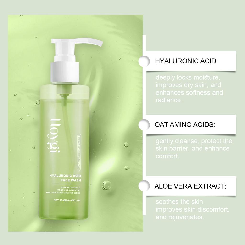 Hyaluronic Acid Cleansing Gel Pore Cleaning & Hydrating Non-Drying Face Wash Exfoliating Moisturizing Formula Facial Cleansing