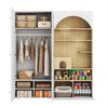 Hallway Wardrobe Set, Pet Cabinet, 180 X 50 X 200 Cm, with 1 Clothes Rail and Cat Climbing Wall, for Bedroom, Living Room and Hallway, White+wood Look