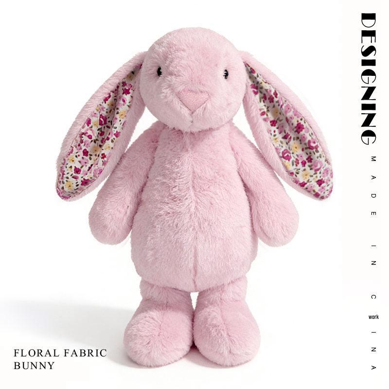 Cute Lop-Eared Floral Rabbit Plush Doll - Soothing Toy Gift for Children Approximately 25cm - 0.1kg