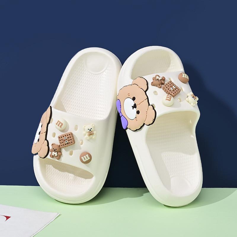 

Удобные детские домашние тапочки из ЭВА, забавные мультяшные стили, нескользящая мягкая подошва, для детей Beige Bear,26-27