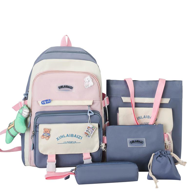 

Шкільний рюкзак. Набір із кількох предметів. Рюкзак для школярів середньої школи. Шкільний ранець для дівчинки великої місткості синій