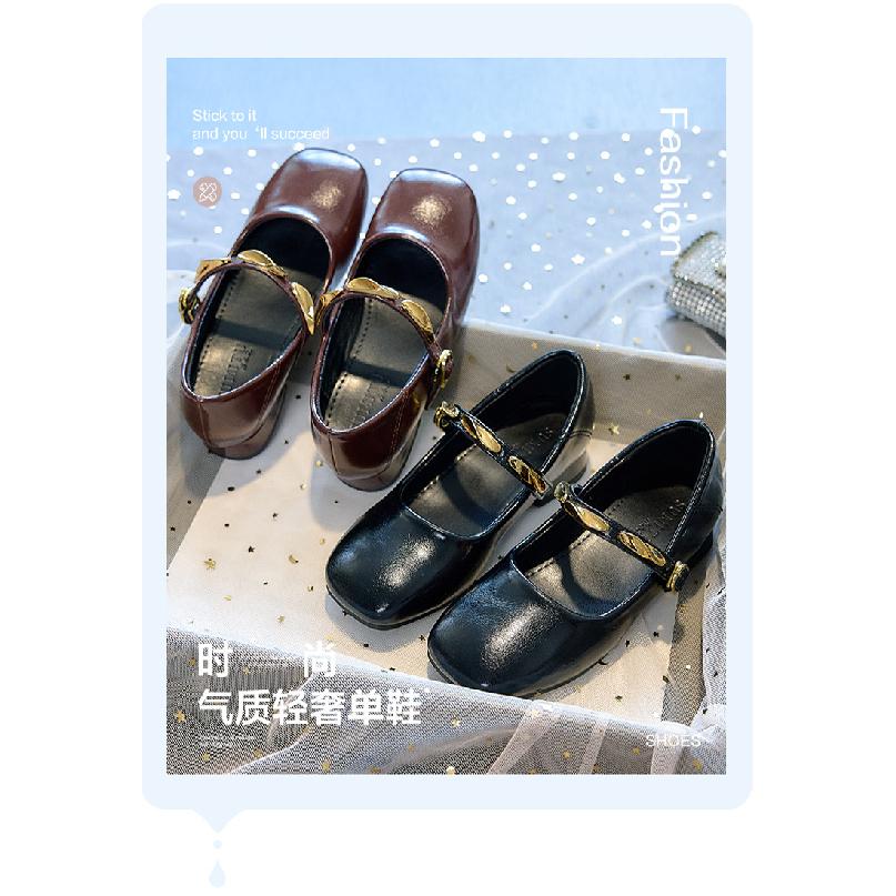 Dziecięce buty księżniczki na wysokim obcasie2026Nowe skórzane buty dziecięce na wiosnę i jesień dla małych dziewczynek, modne buty wizytowe Mary Jane
