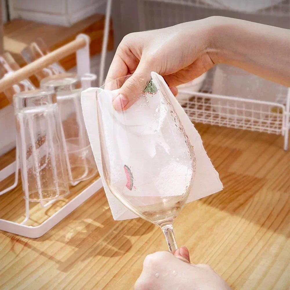 Kitchen Disposable Rags Towels Scouring Pads Thicken Reusable Non-Woven Cleaning Cloths Household Washing Dishcloths Cloth Paper