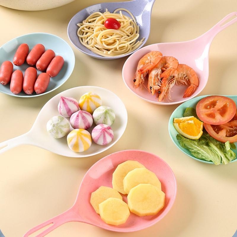 2Pcs Appetizer Eating Tray Handheld Dish Fried Chicken Snacks Plate Large Spoon Tray Fruit Dessert Cake Platter Easy Use