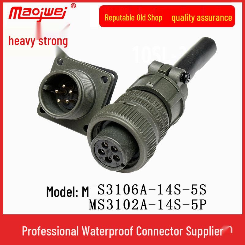 Heavy Duty US 5-Pin Male & Female Connector Plug MS3106A14S-5S, Socket MS3102A14S-5P