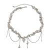 SHIXIN Trendy Irregular CCB Beads Short Choker Necklace for Women Punk Love Heart Pendant Necklace Daily Jewelry Neck Accessory