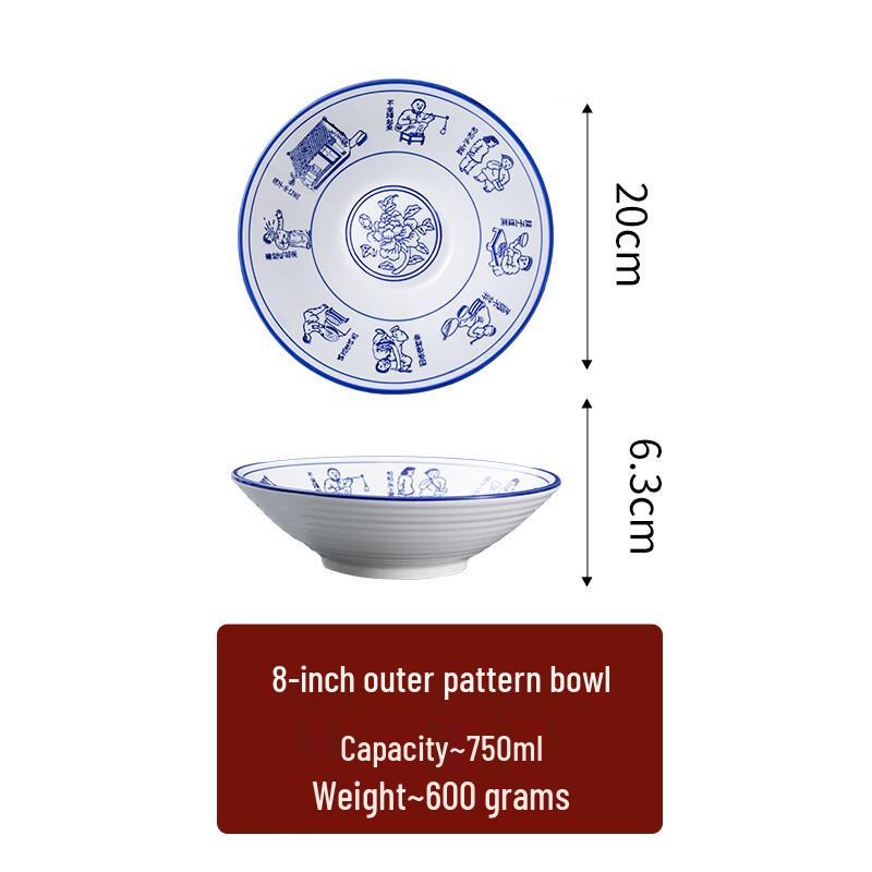 8-inch Chinese Ceramic Noodle Bowl