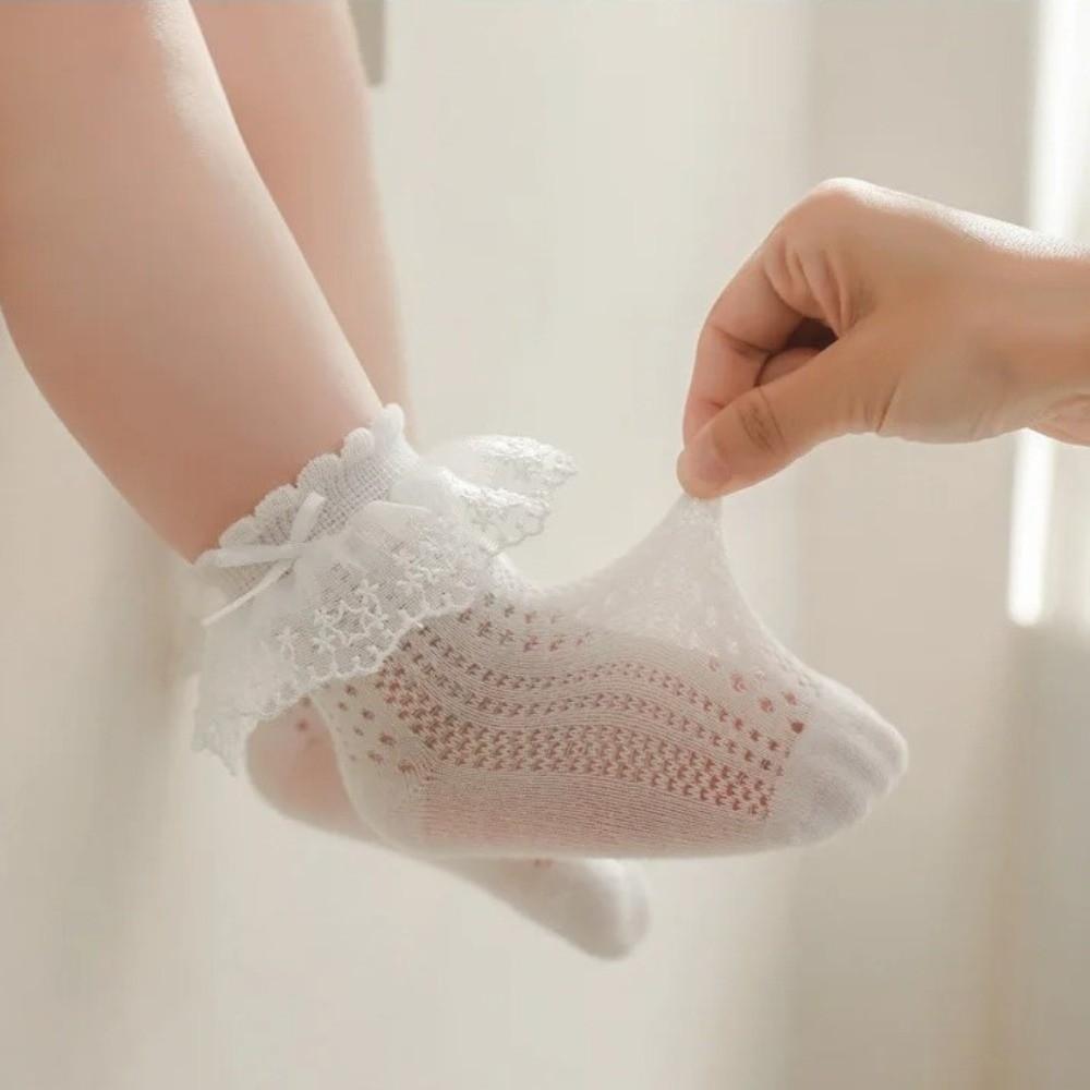 Dünne Netz-Babysocken Prinzessin Spitze Neugeborenen Kniestrümpfe Leichte Baumwollsocken Kinder