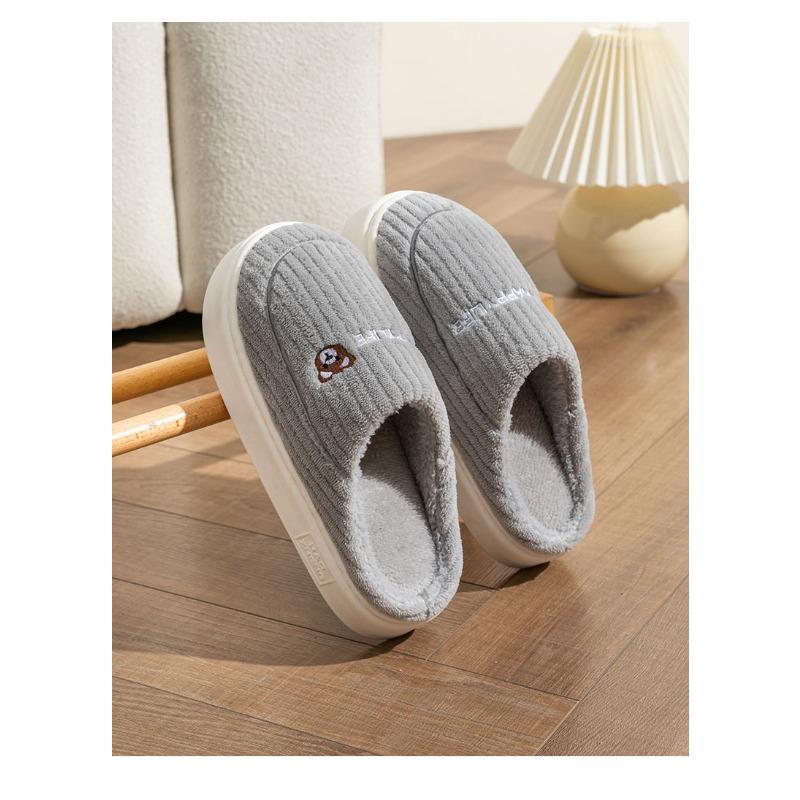 Baumwollpantoffeln, Rutschfeste Hausschuhe, Dicksohlige Heimtextilien