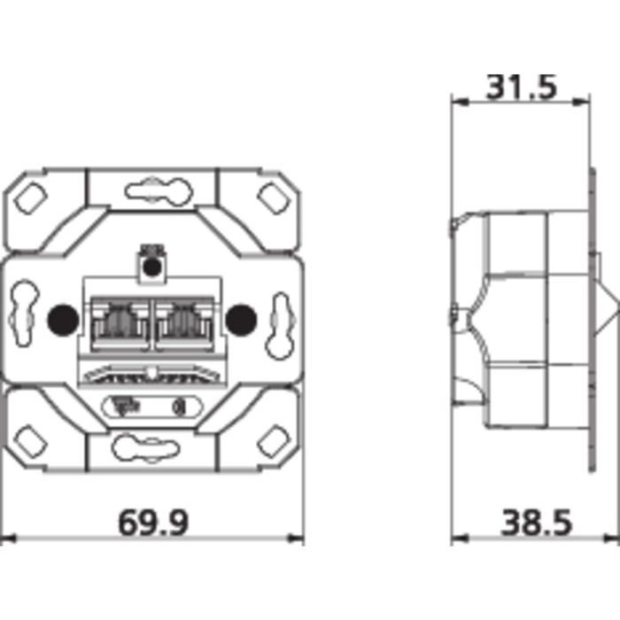 Prise réseau encastrée - METZ CONNECT - 1307381200-I - CAT 6 - 2 ports - Métal