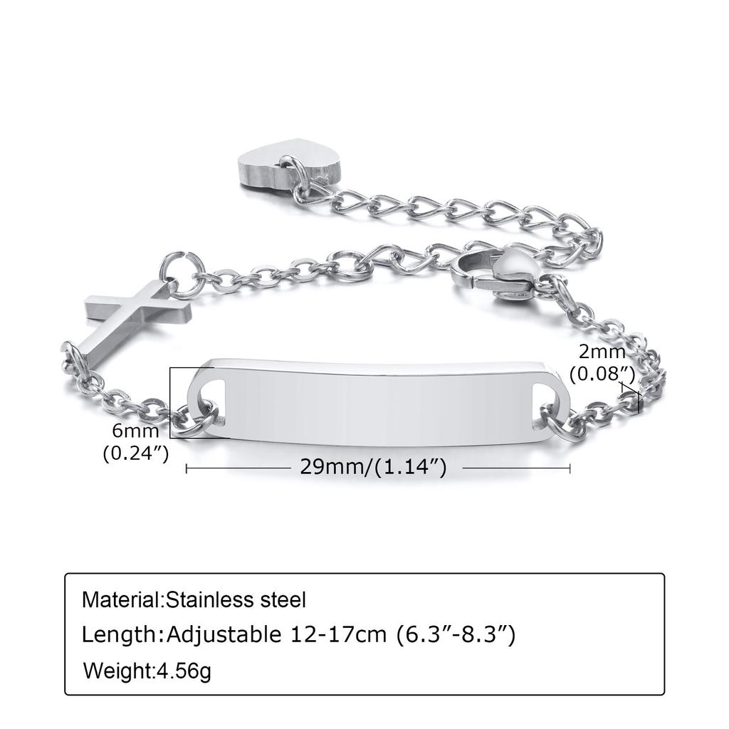 Custom Personalized Name ID Bracelet Gilrs Boy Gifts, Stainless Steel Curb Chain Link Crown Bracelet Not Allergic