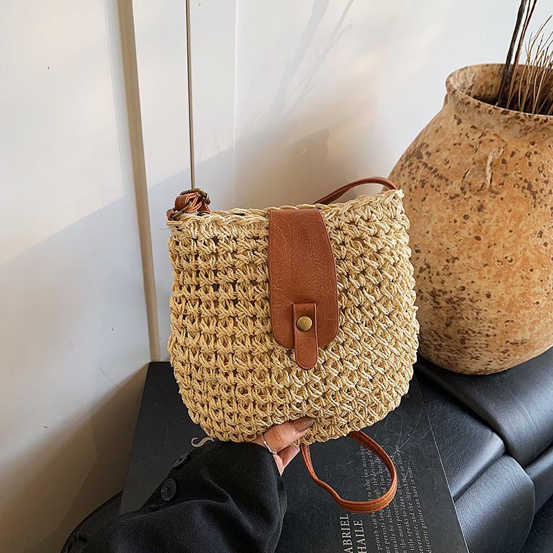 

Плетеная соломенная сумка женская нишевый дизайн модная пляжная сумка для мобильного телефона через плечо кроссбоди женская сумка-ведро