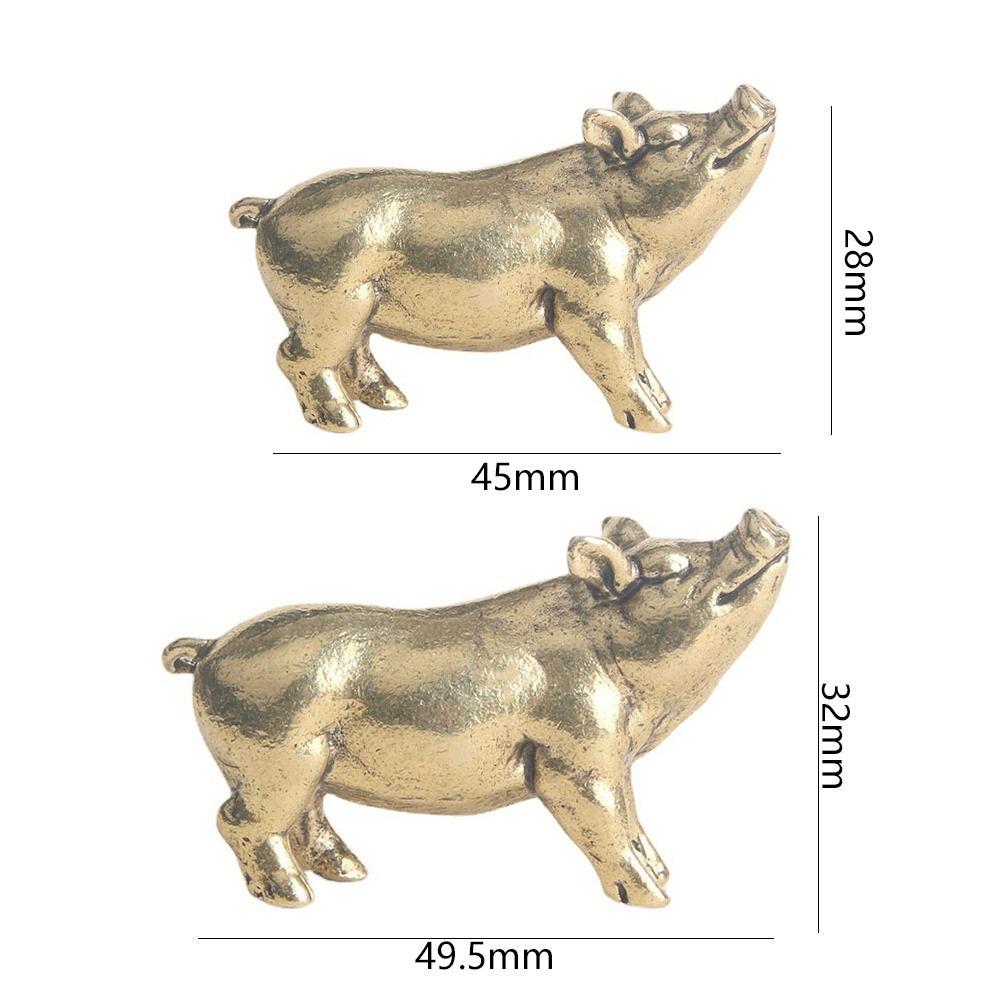Exquisite Mini Pig Sculpture Cute Miniature Pig Statue Solid Brass Pig Figurines  Home Office Decor