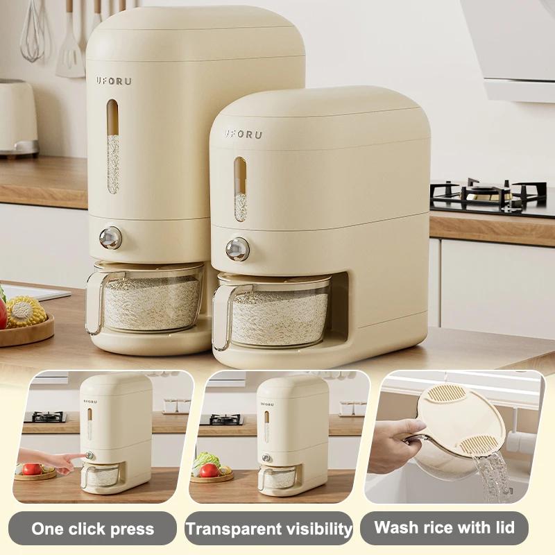 Large Capacity Rice Bucket Storage Bucket Sealed Dustproof Moisture-proof Food Grade Rice Bowl Kitchen Press Type Organizer Box