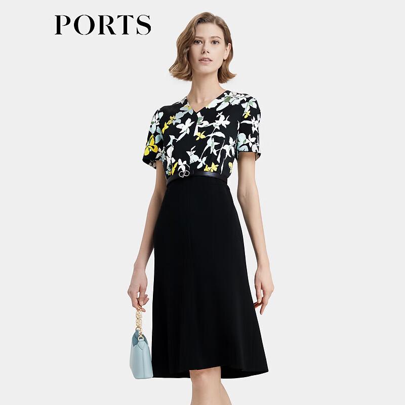 

PORTS Printed Two-Piece Look Waist-Cinched Midi Dress XS