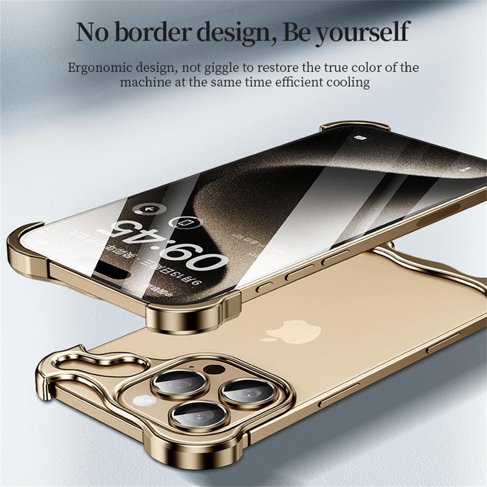 Nárazuvzdorný kryt pro iPhone 16 Pro Max, kovový bezrámečkový kryt s ochranou objektivu fotoaparátu
