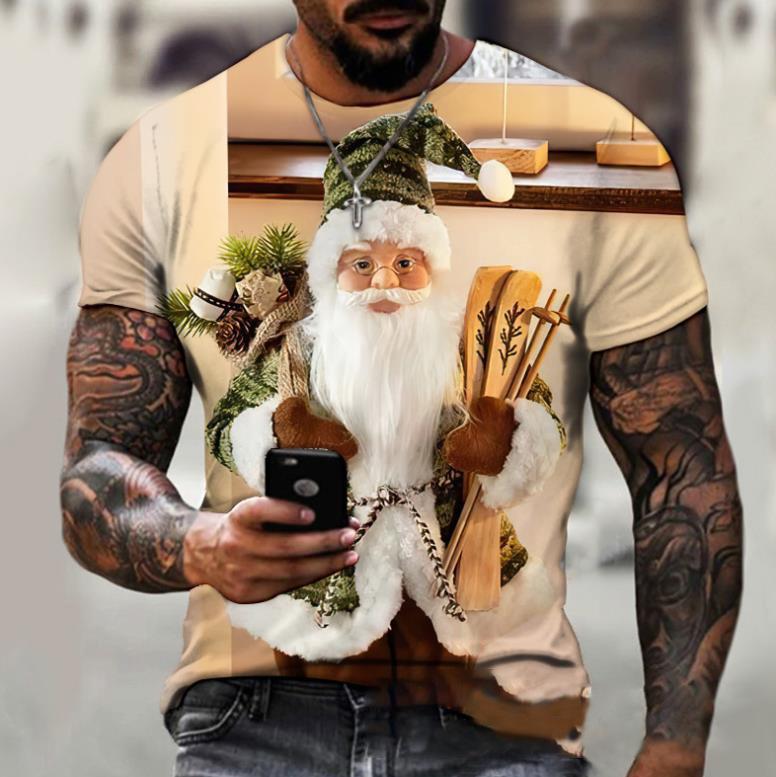 Funny Santa Claus Christmas T-Shirts 3d Print  Tops Tees Mens Shirts Summer Holiday Casual T-Shirts