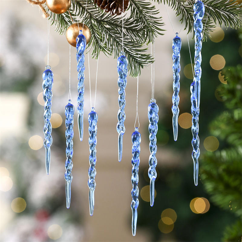 12pcs Crystal Clear Christmas Tree Ornaments Icicle Decorations For Holiday & Winter Party Decor Holiday Decorations