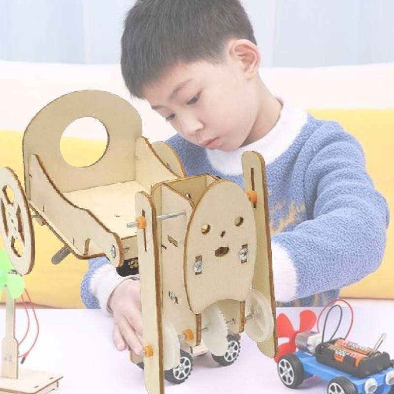Wooden Diy Robot Pull Car Creative Science Experiment Toy For Grade 5 Students Steam Education