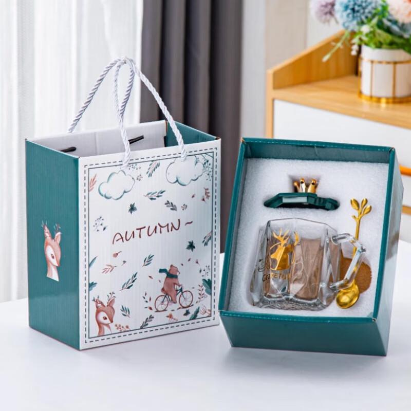 Creative Deer Glass Mug Gift Set