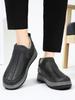 Men's New Winter Leather Snow Boots Fleece Lined Thickened Insulated Flat Heel Height Boost Anti Slip Casual Slip On Footwear