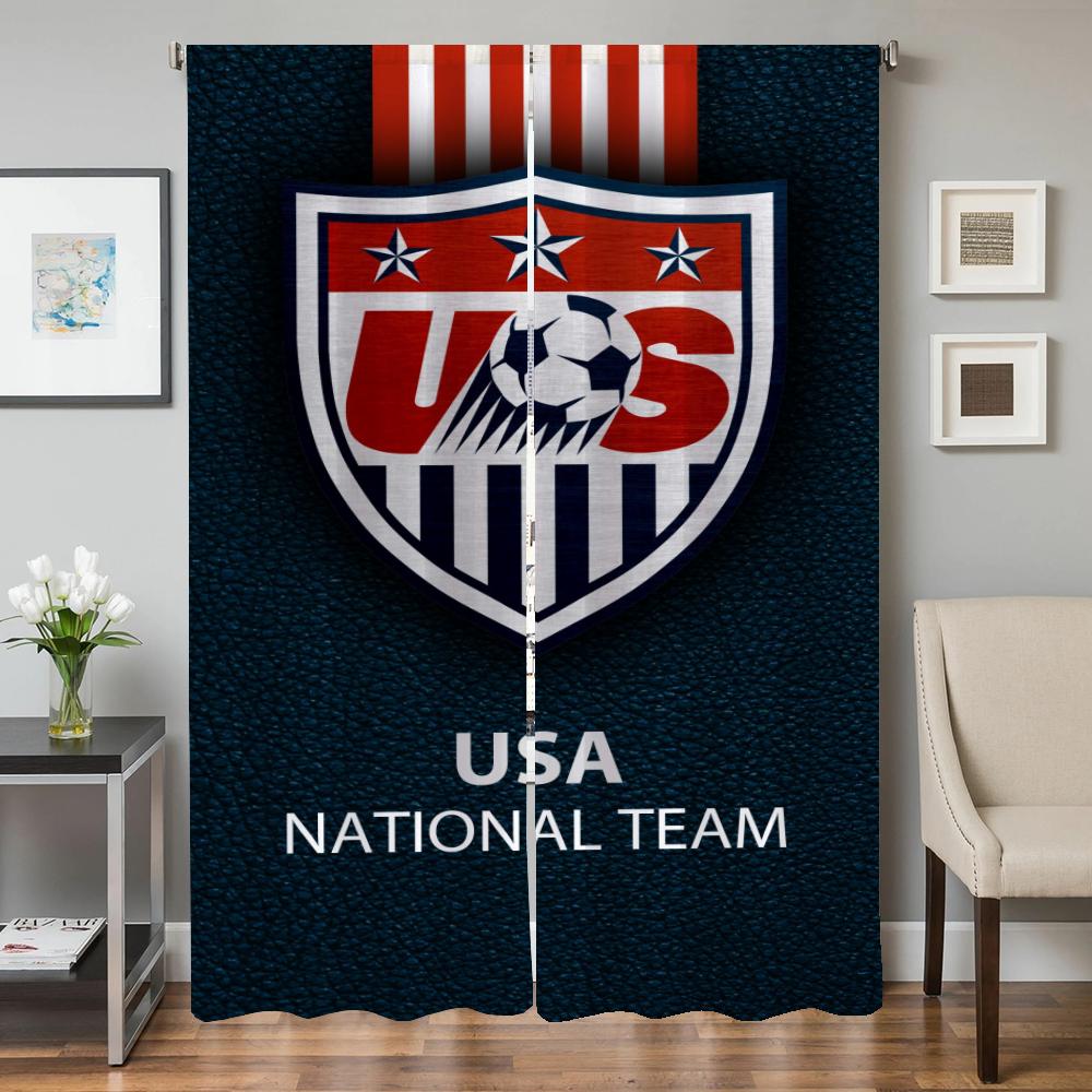 Window Kitchen Curtains for Living Room 2 Pieces Blackout Curtains Door Curtain USA N-national Team Bedroom Decoration Partition
