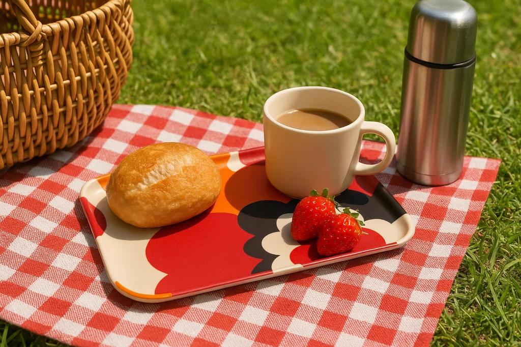 Tatsucraft NR Caster Tray, SS, 21.5cm, Web Original Model, Nordic Style, Fuhura Blue, Non-Slip, Microwave-Safe, Tray, Tray, Stylish, Plastic, Large