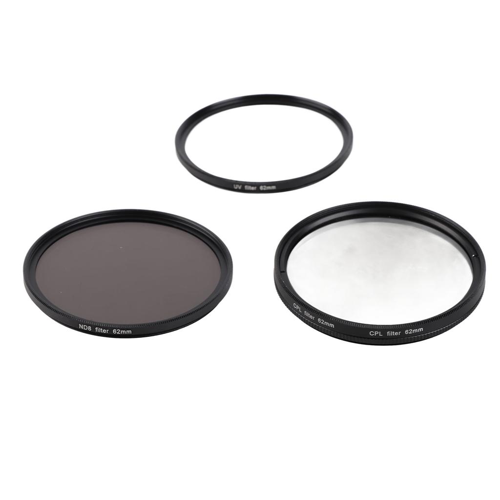 3 In 1 Camera Filter Set UV CPL ND8 Optical Glass Aluminum Alloy Anti Fingerprint DSLR Camera Lens F