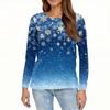 Women's Fashion Casual Christmas Printed Round Neck Long Sleeve Pullover Top