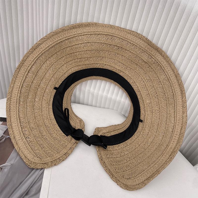 Chapeau d'été respirant pliable à larges bords pour la plage et les vacances, sans dessus pour femmes