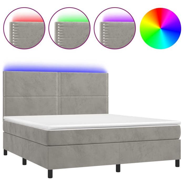 VidaXL Slat Bed Base with Mattress and LED, Upholstered Bed, Double Bed, Adult Bed for Interior Bedroom, 3136077