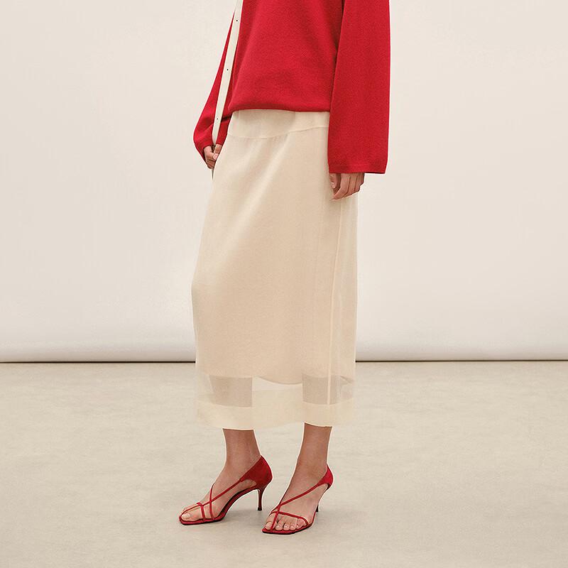 Less LESSLESS 2026 Spring Mulberry Silk Straight Long Skirt