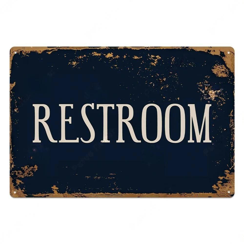 Vintage Toilet Sign Funny Metal Tin Sign Plaque WC Lavatory Toilettes Wall Art Bar Club Bathroom Restroom Toilet Wall Decoration