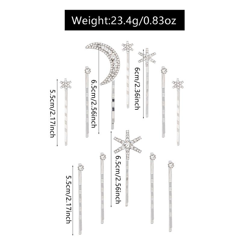 Sparkling  Star Moon Hair Clip Set For Girls Bridal Wedding Headpieces Hair Pins  Jewelry Hair Accessories