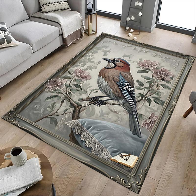 1PC Bird Flower Non-Slip Floor Carpet Compatible for Office&Living Room&Bedroom&Dining Room - Soft & Pattern-G0389