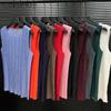 Miyake Plisse Damen Ärmellose Slim Fit Weste - 2025 Sommer Einfarbig Rundhals Top