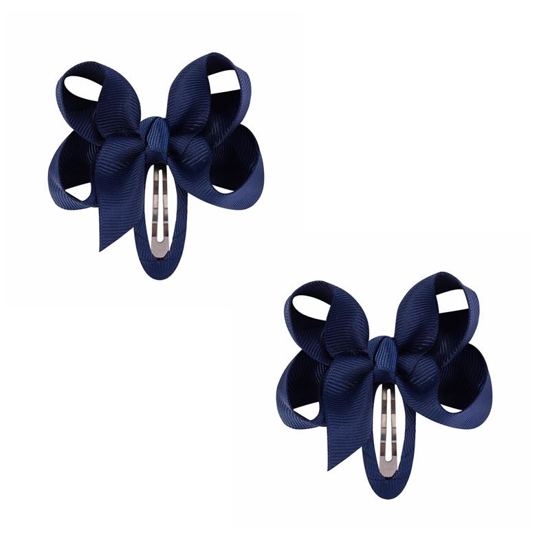 2Pcs/set 2.75 Inch Solid Bow Safety Hair Clips for Baby Girls Grosgrain Ribbon Hairpins Kids Hair Accessories Headwear