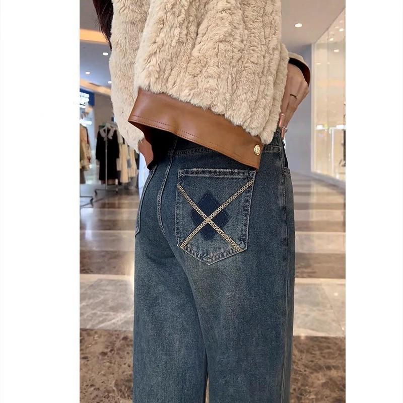 

Women s Cement Gray Distressed High-Waist Straight-Leg Jeans XL 59-64 kg