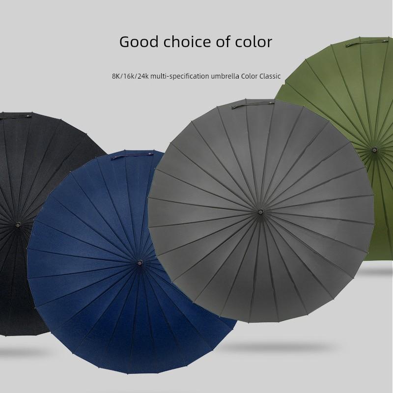Wooden Long Handle Umbrella Curved Handle Oversized Reinforcement Thickened Strong Wind-Resistant Storm Special Men Double Home High-End
