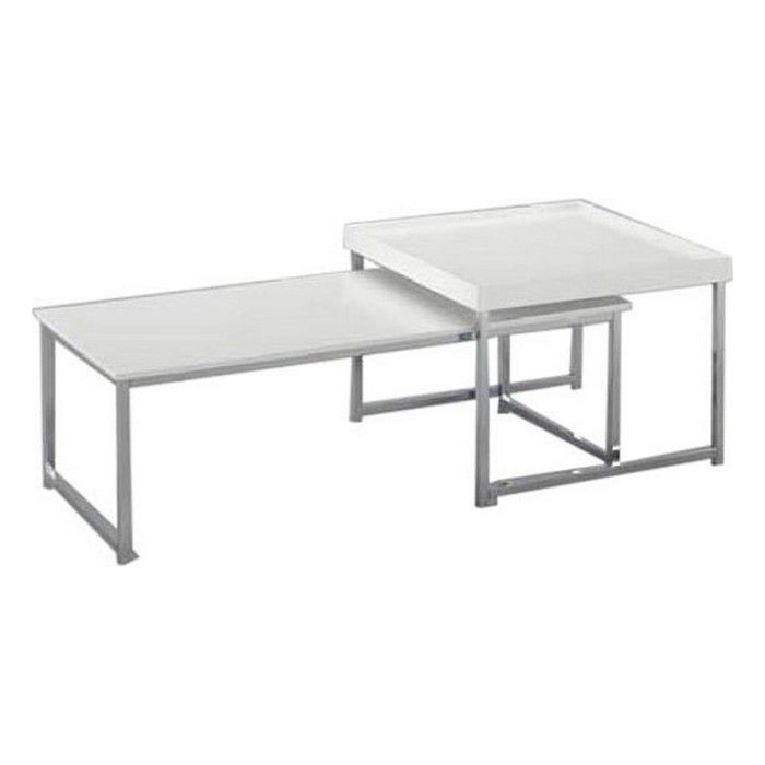 Table Basse - DKD Home Decor - Rectangulaire - Acier - Bois MDF - Blanc/Argenté