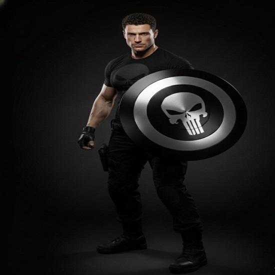 Handgefertigtes Punisher-Totenkopf-Stahlschild, Cosplay LARP Schild, 60,96 cm