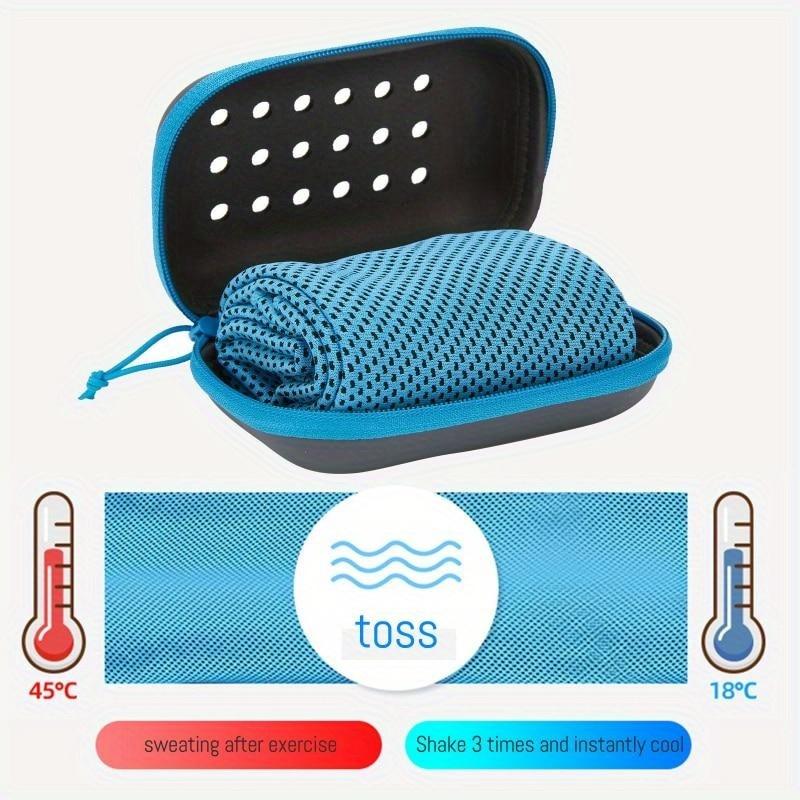 1PC Quick Drying Cooling Towel Soft Breathable Chilly Sweat Absorption Cold Towel with Storage Box Sports Running Yoga Gym Club