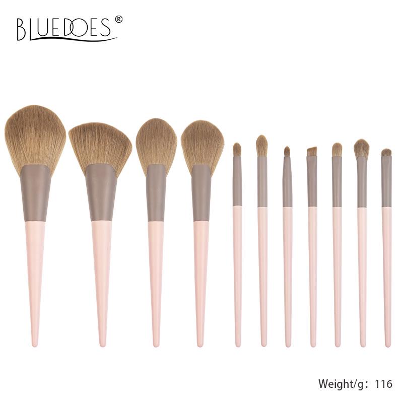 11-Piece Pink Pudding Makeup Brush Set: Includes Powder, Blush Brushes & Beauty Tools