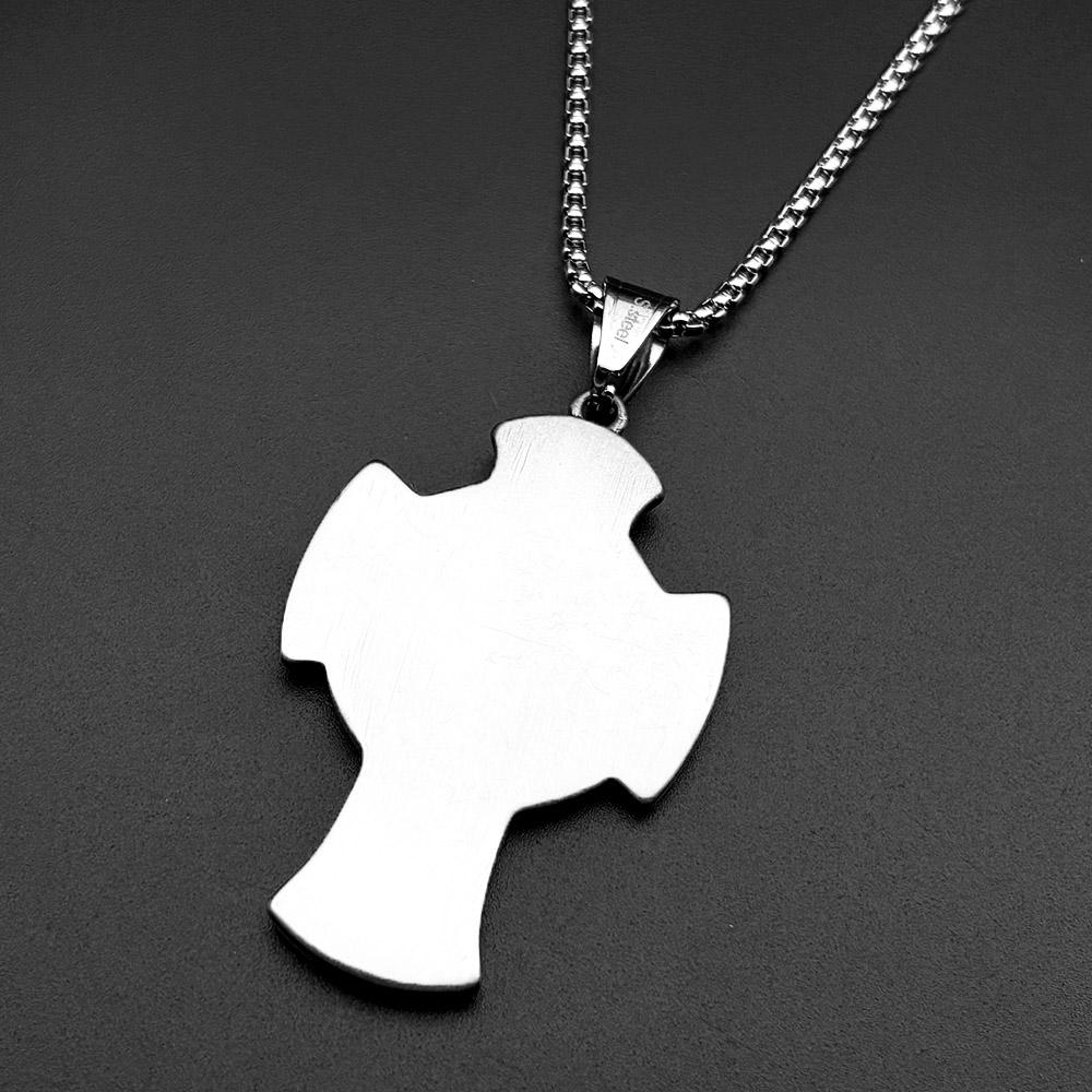 Archangel St.Michael Protect Us Cross Pendant Necklace for Women Men Stainless Steel Silver Color Saint Michael Chain Jewelry