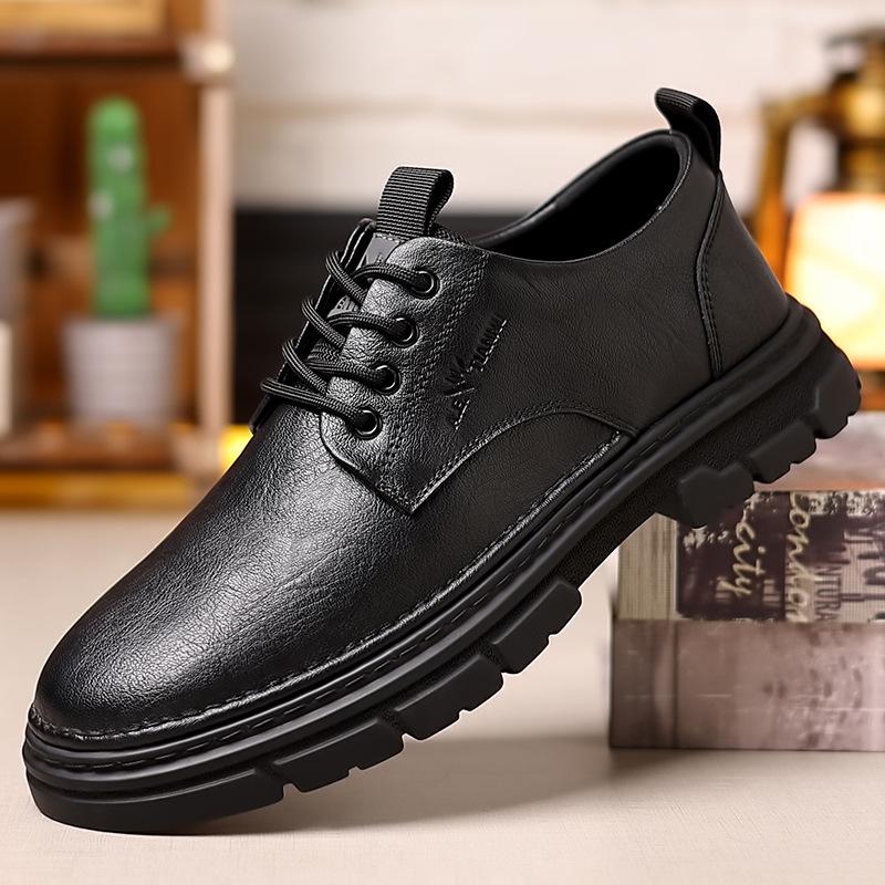 Leather Cowhide British Leather Shoes Men's Leather Men's Shoes Platform Lightweight Martin Tooling Shoes Front