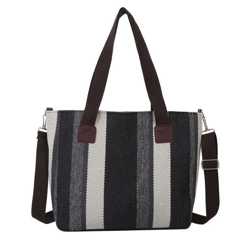 Large capacity women's shoulder bag women's new simple vertical striped casual tote bag fashion handbag