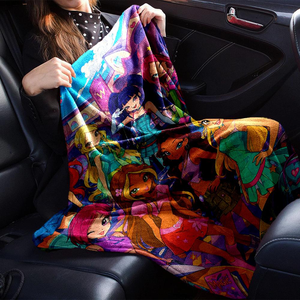 Winx Club Theme Printed Blanket - Perfect for Couch, Bed, Travel & Outdoor Use | Machine Washable, Cozy & Durable.