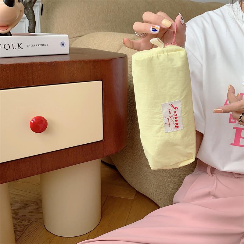 34223 Macaron Pen Pouch Cosmetic Bag Small Portable Storage Bag Handheld Pen Bag Toiletry Bag Women Lemon Yellow StyleA